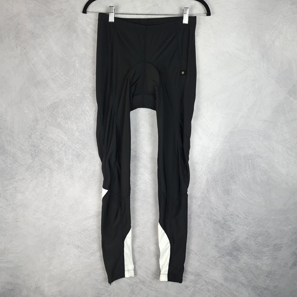 Canari Cycling Leggings Gel Padded Mens Large Black White Reflective Zip Ankle